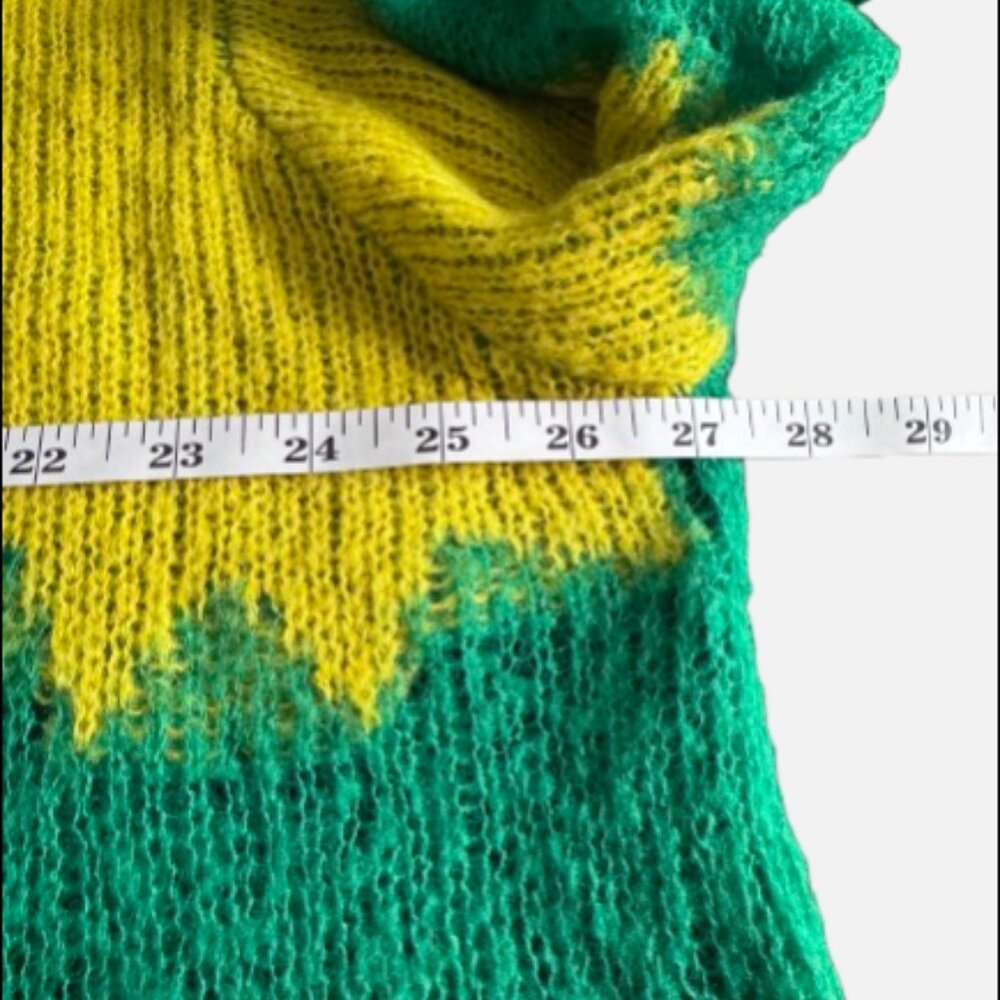 Savage X Fenty Knittin Pretty Loose Knit Sunburst Green Yellow Sweater (Size L) - Picture 10 of 16